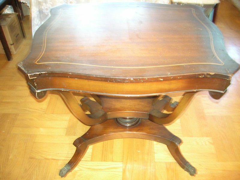 ANTIQUE LOVELY REGENCY STYLE INLAID FRUIT WOOD SOFA TABLE 27"h x 30"x23"w