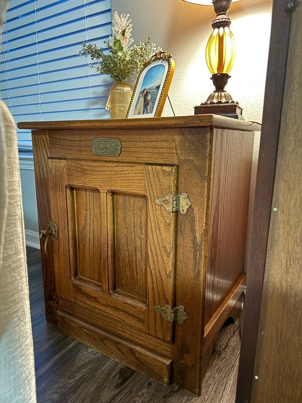 White Clad Oak Icebox Side Table