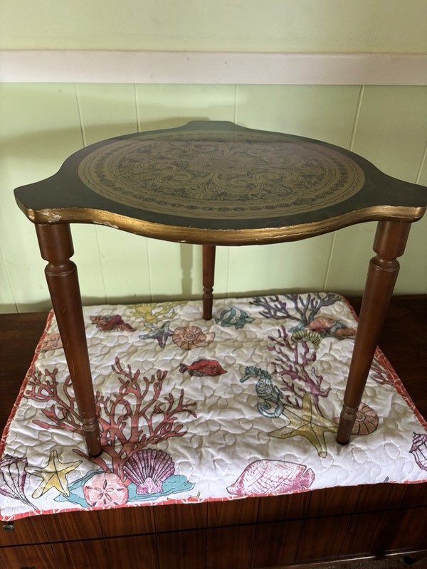 MCM Set Of of 3 stacking side tables with green Formica Top With gold design gallery