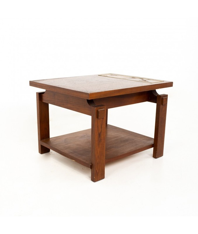 Lane and Live Edge Mid Century Walnut Side End Table