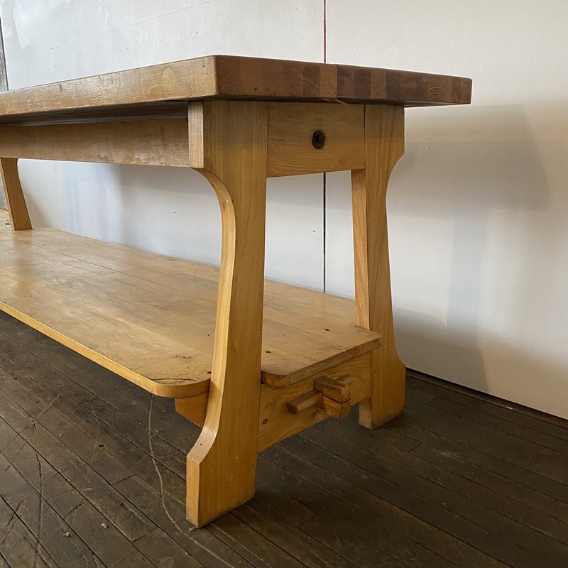 Vintage Antique Butcher Block Welded Michigan Maple Block Co Table Mid Century gallery