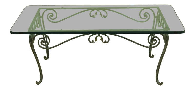 F32889EC: Iron Base Glass Top Coffee Or Cocktail Table