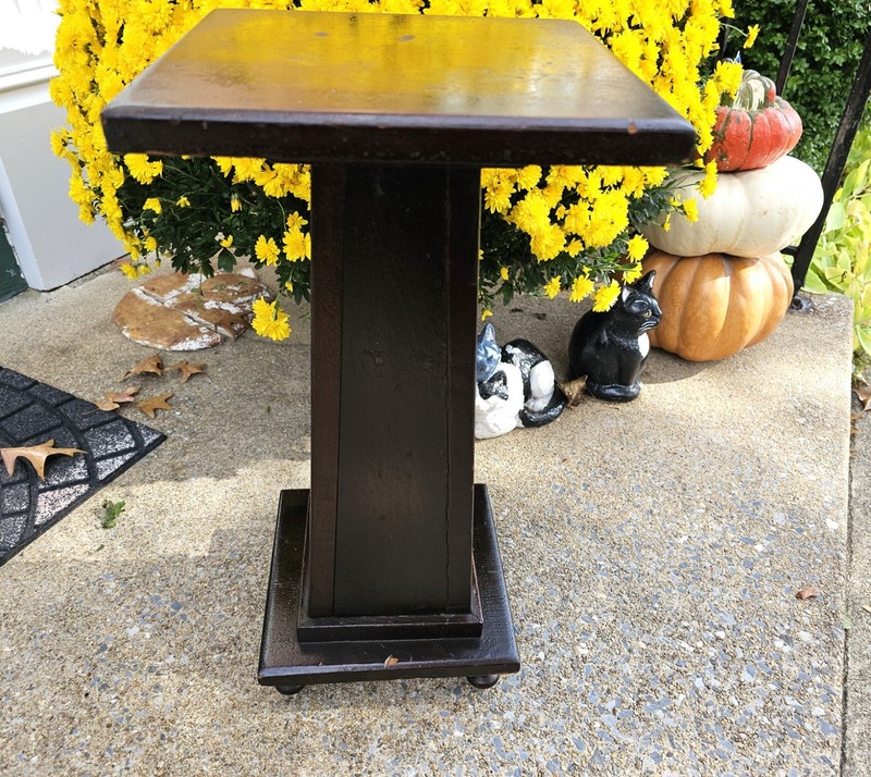 Antique Mission Style Pedestal Stand w/ Door Cabinet 21" Primitive Farmhouse gallery