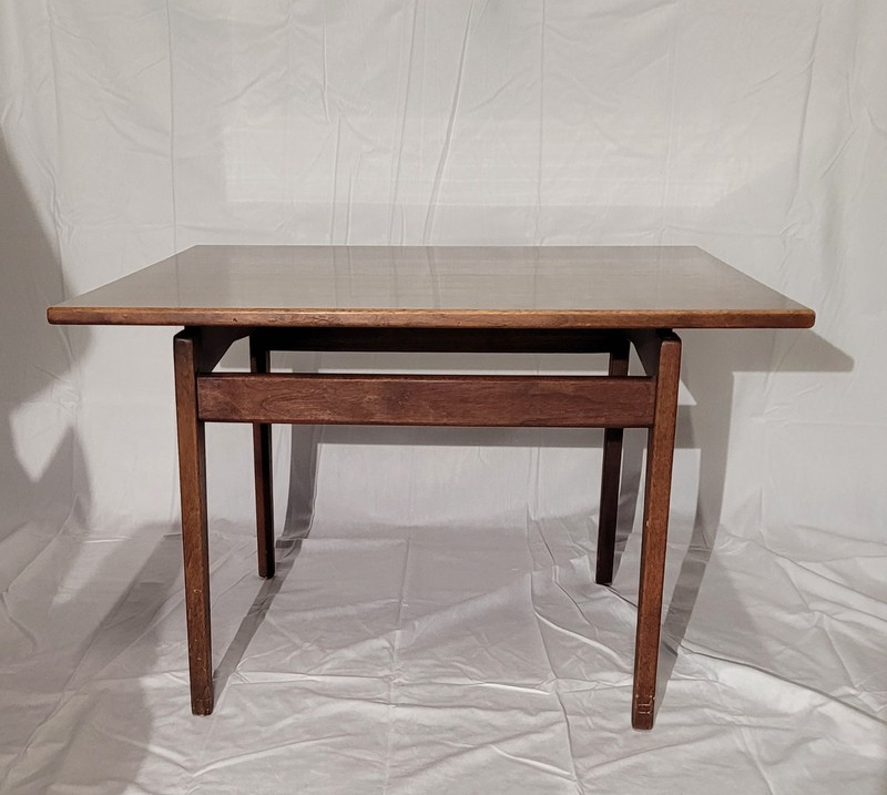 Mid Century Modern Jens Risom Walnut Floating Laminate Square Coffee Table MCM gallery