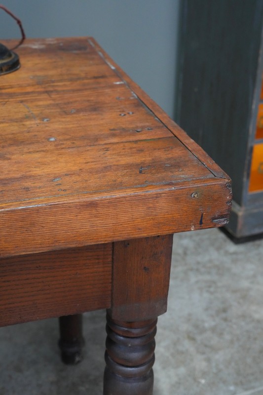 Antique Dining Room Table Farm Kitchen Island Library Vintage wood counter legs gallery