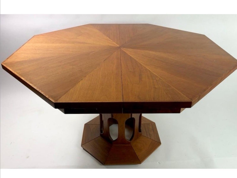 Mid Century Octagonal Dining Table Foster McDavid Walnut Extension C1960