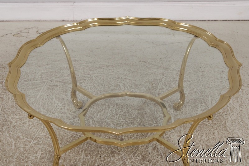 73047: LABARGE Brass & Glass Cocktail Coffee Table gallery