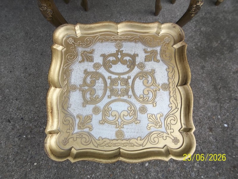 Vintage 1950s - 60"s Italian Florentine Gilded Plastic Nesting Tables - Set of 3 gallery