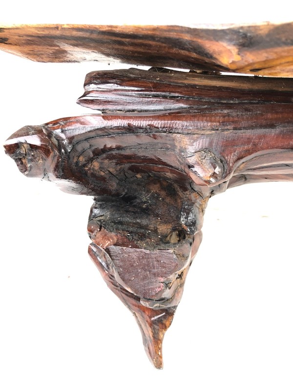 Mid 20th Century Live-Edge Coffee Table w/ Sculptural Root Base gallery