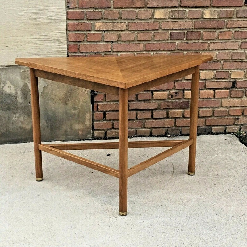 Mid Century Dunbar Edward Wormley Walnut Triangular-Side/End Table-Orig.Finish gallery