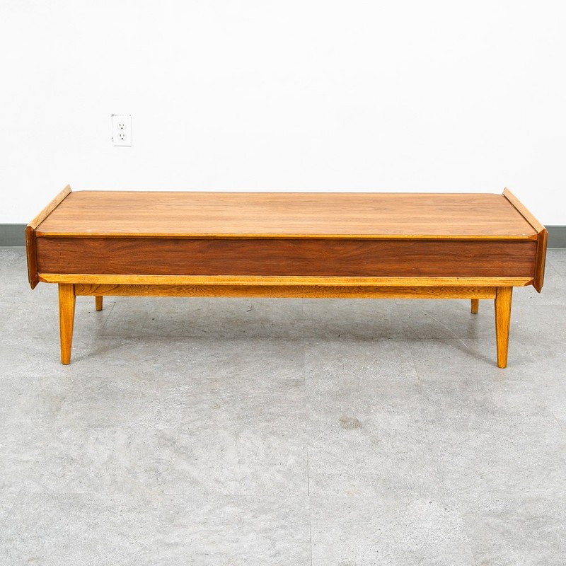 Mid Century Modern Coffee Table Lane First Edition Storage Drawer Danish Wide NM gallery