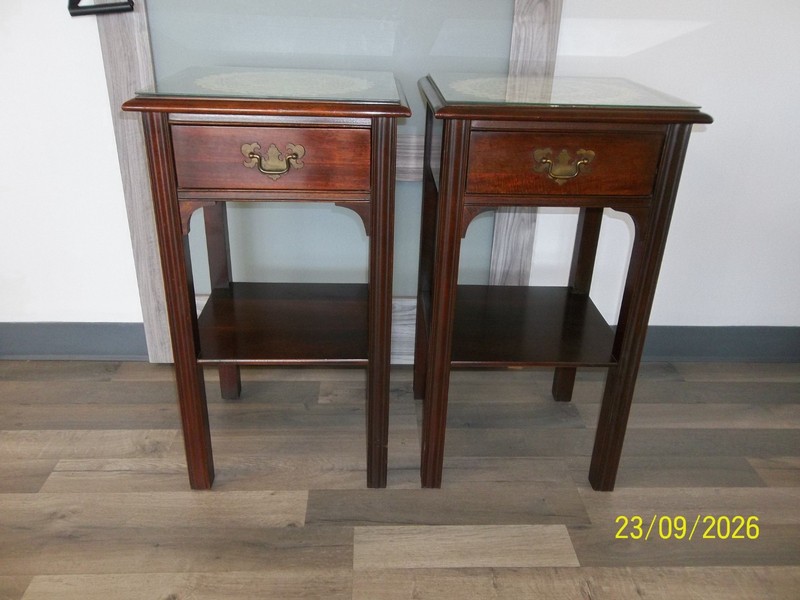 Rare Vintage Mengel Furniture Permanized 2 Tier Nightstand w/ Drawer – 2 AVAIL