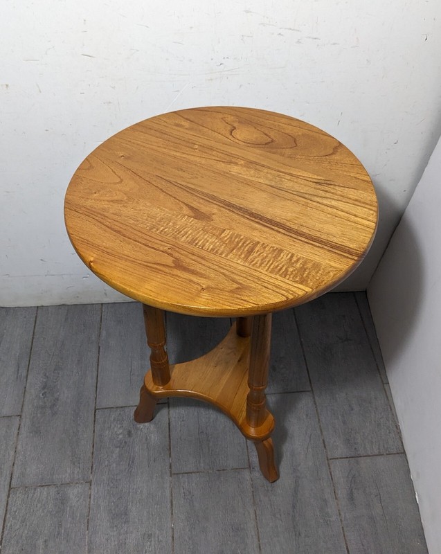 Vintage Powell Rustic Farmhouse Country Wood Round Pedestal Table Plant Stand gallery