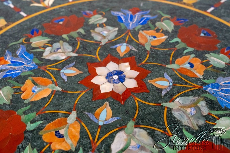 L70029: PIETRA DURA Inlaid Marble Top Anglo Indian Center Table gallery