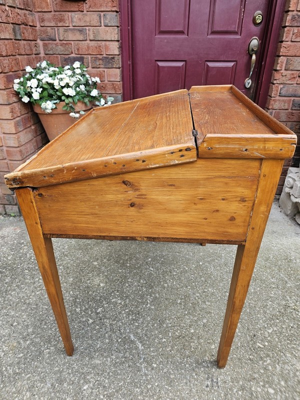 ANTIQUE PINE SLANT TOP DESK AMERICAN PRIMITIVE FLIP STORAGE WORK PLANTATION DESK gallery