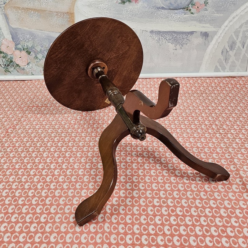 Bombay Co Mahogany Tripod Beveled Edge Round Top Wine / Side Table 20 3/4" Tall gallery