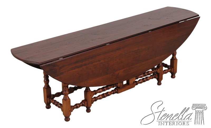 L73370: Custom Made Large Walnut Gateleg Drop Leaf Dining Table