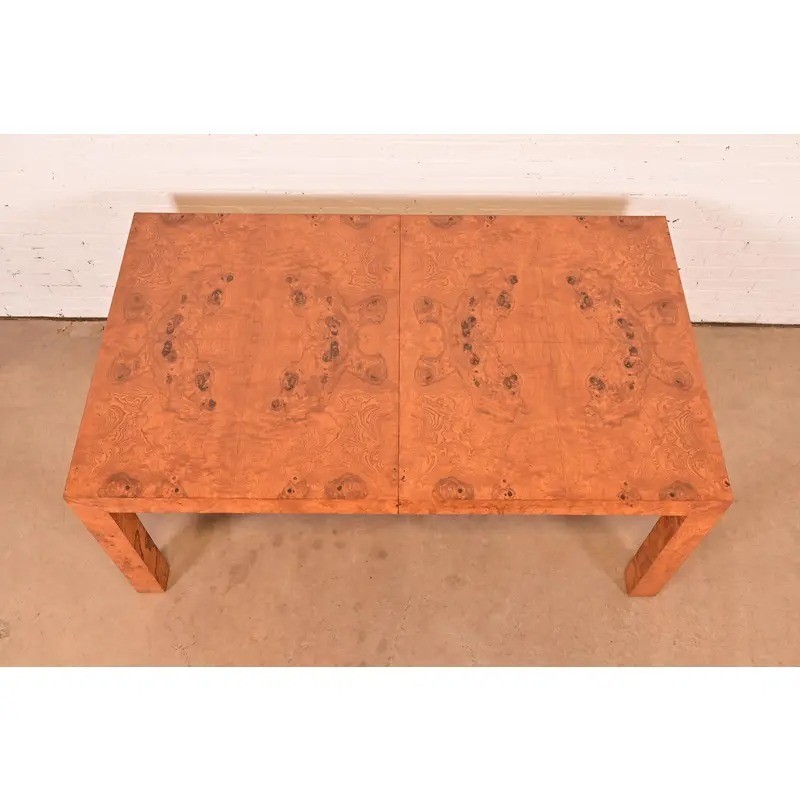 Milo Baughman Mid-Century Modern Burlwood Dining Table, Newly Refinished gallery