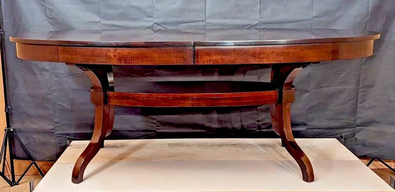 Custom oval shaped dining table with one large leaf Made In Solid Maple Wood gallery