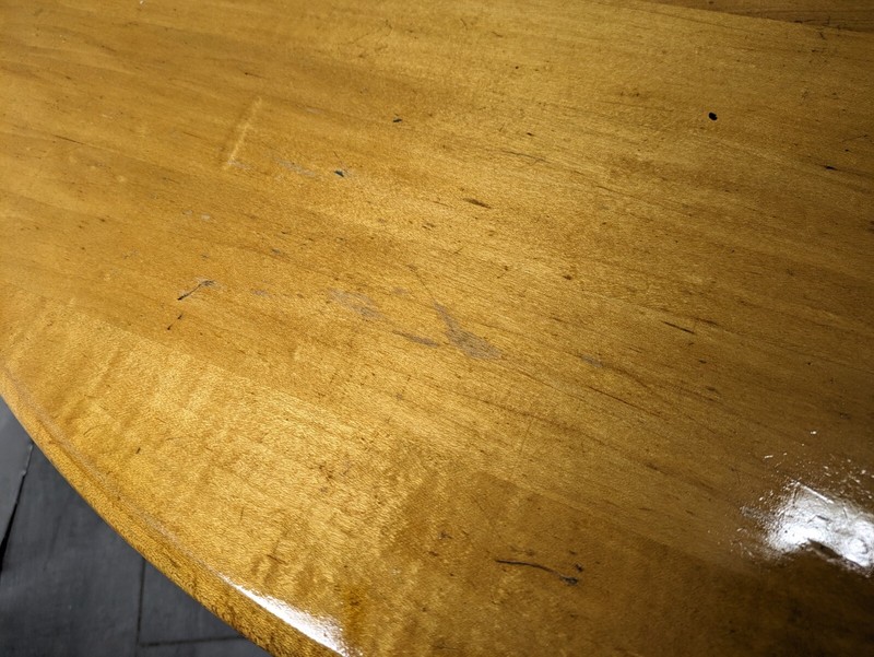Vintage Rustic Country Farmhouse Amish Round Maple Wood Coffee Table gallery