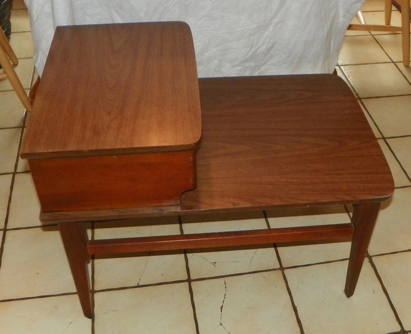 Walnut Mid Century Formica Top Step End Table by Mersman (SET-4) gallery