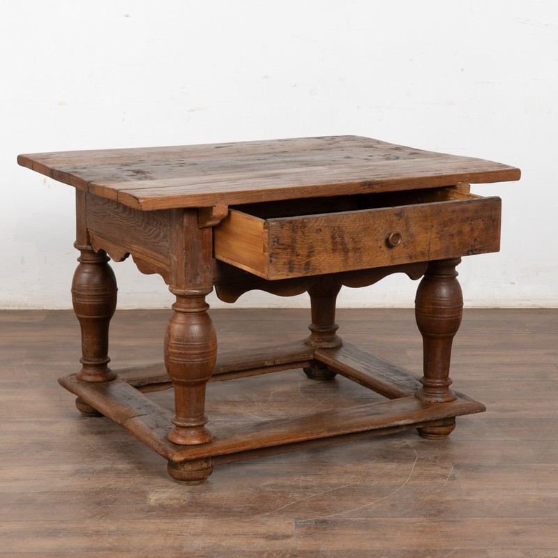 Baroque Danish Oak Side Table Console with Single Drawer gallery