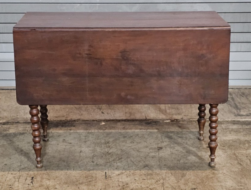 American Bench Made Mahogany Drop Leaf Table Carved Twisted Barley Legs