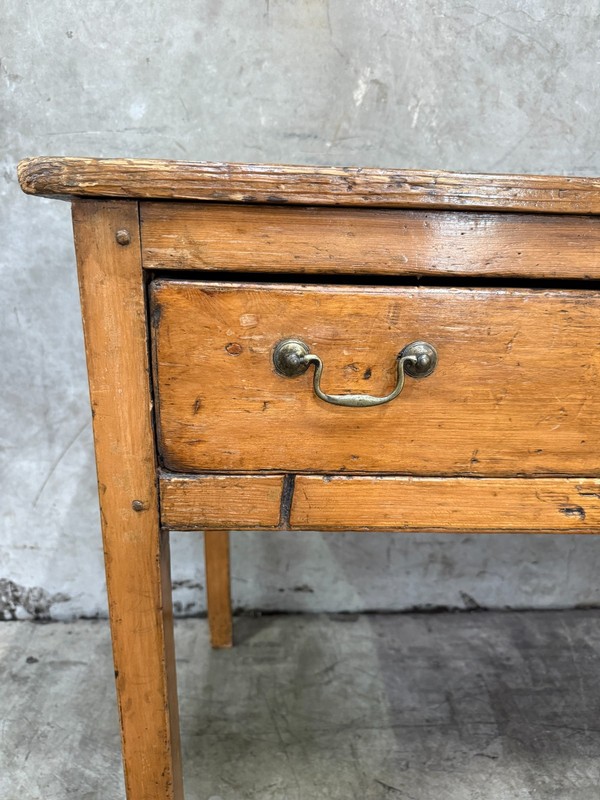 19th C French Draper’s Table Fruitwood Pine 4 Drawer Primitive 90” gallery