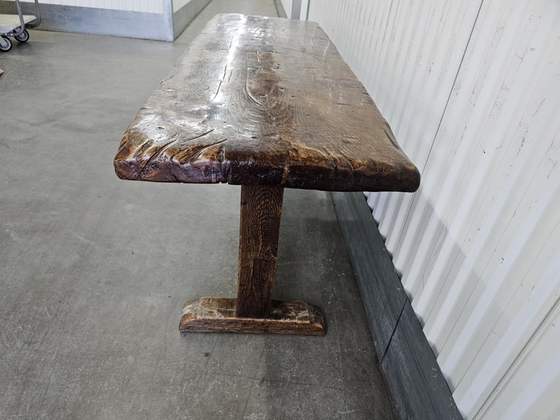 Early 18th Century Antique French Single-Plank 70 in Oak Trestle Refectory Table gallery