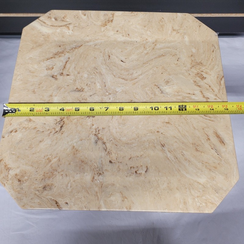 Vtg Tessellated Fossil Stone Pedestal End Tables Maitland-Smith Style 17.5" Pair gallery