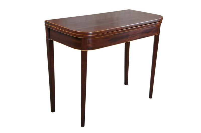 Antique Georgian Mahogany Inlaid Flip Top Gateleg Game Card Tea Console Table