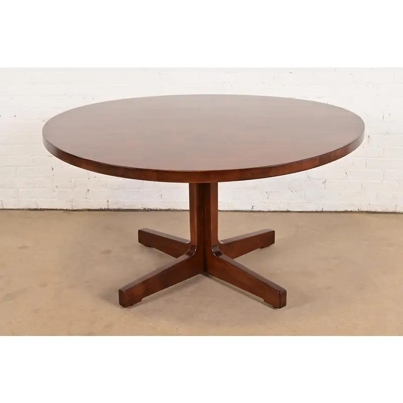 Harvey Probber Mid-Century Modern Walnut Pedestal Dining Table, Newly Refinished gallery