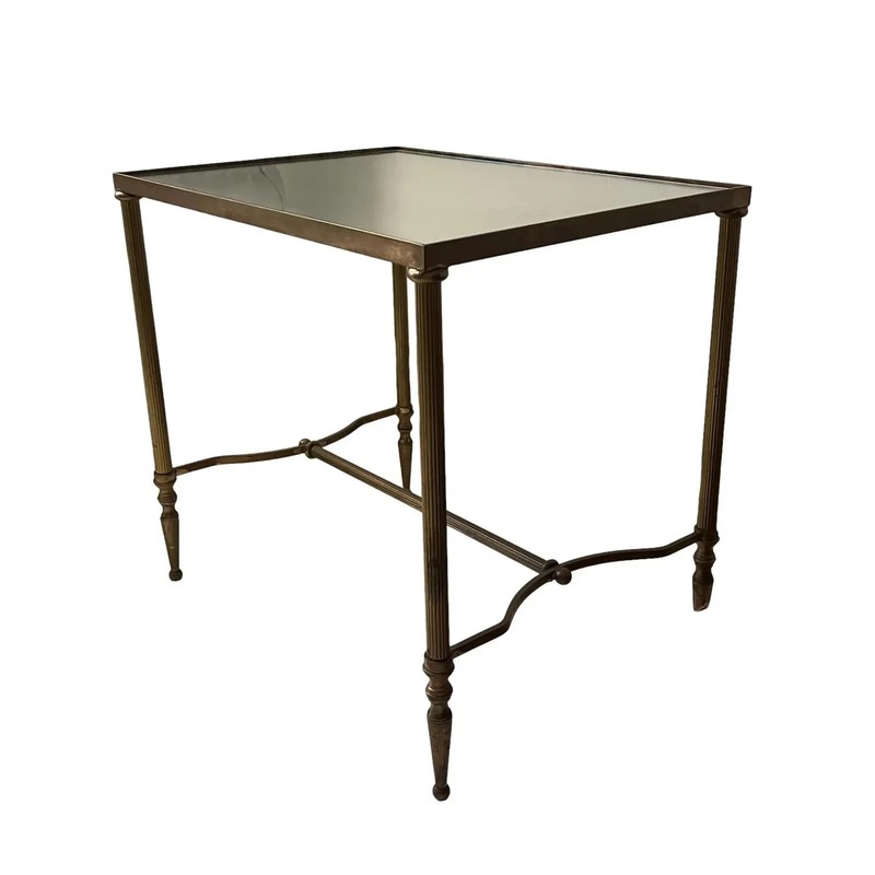 1950s Occasional Table in Brass and Vintage Mirror