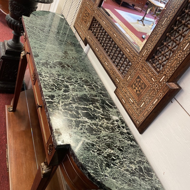 FRENCH MAHOGANY EMPIRE ENTRYWAY CONSOLE TABLE W/ MARBLE TOP gallery