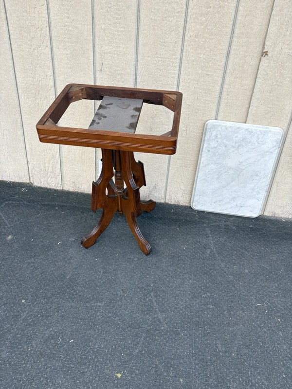 66778 Antique Victorian Walnut Marble Top Lamp Table Stand gallery