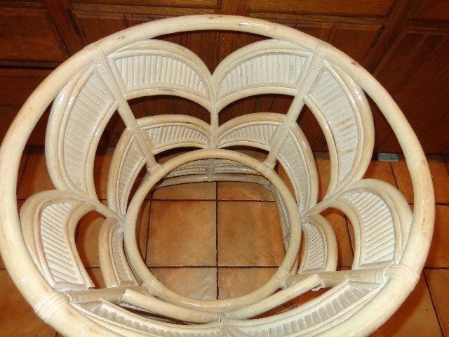ANTIQUE WICKER & RATTAN HAND MADE DINING TABLE BASE - MISSING GLASS OR WOOD TOP gallery