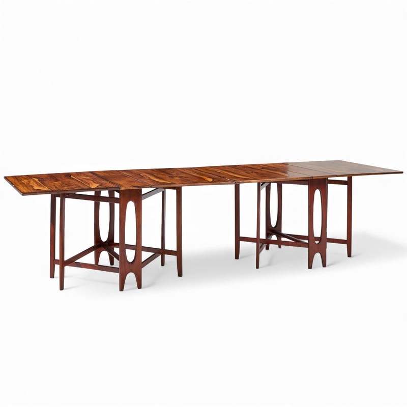 Bendt Winge Midcentury Norwegian Rosewood Drop-Leaf Rosewood Dining Table – Pair
