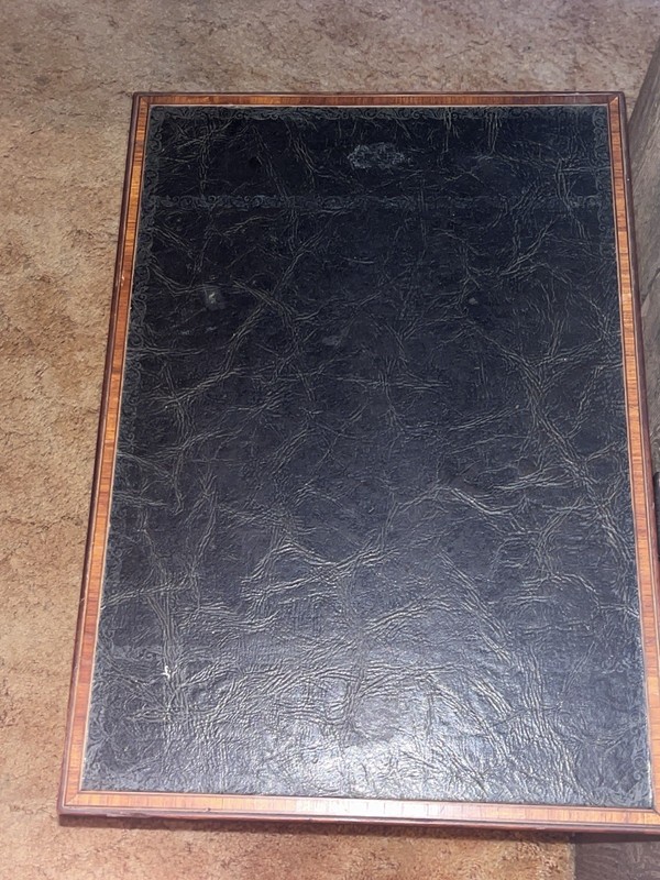Edwardian Nesting Table W/ Original Black Leather, W/Gilt Tooling Still Visible gallery