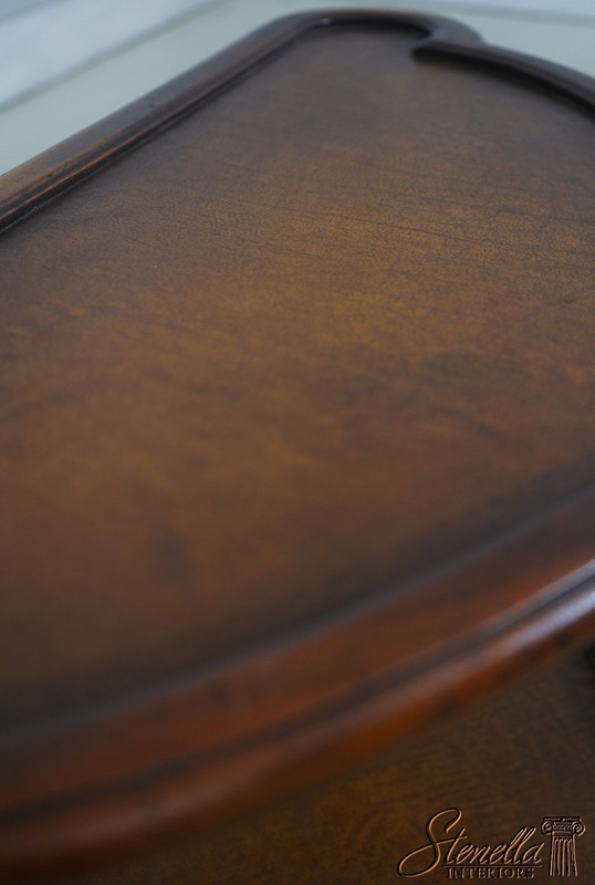 L72655: THEODORE ALEXANDER Leather Top 2 Tier Mahogany Triangle Table gallery