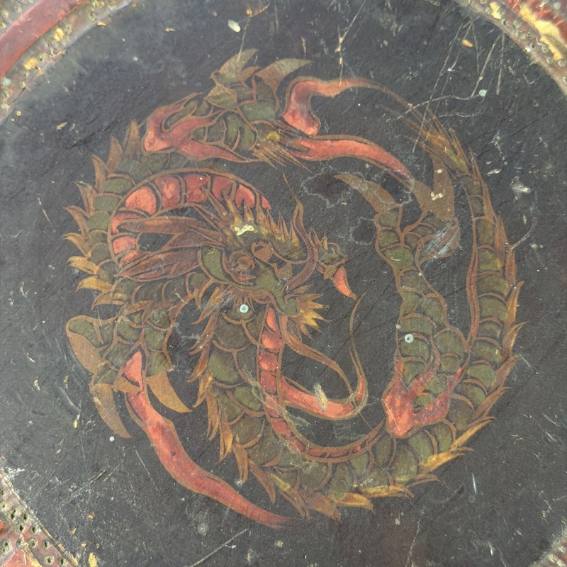 Vintage Meiji Era Japanese Nouveau Dragon Carved Wood Stool End Table gallery