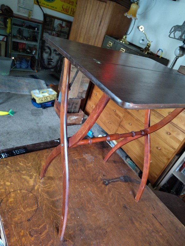 Antique Coaching Table Fold-Up Mahogongy Inset Hinges English Regency Lock Latch gallery