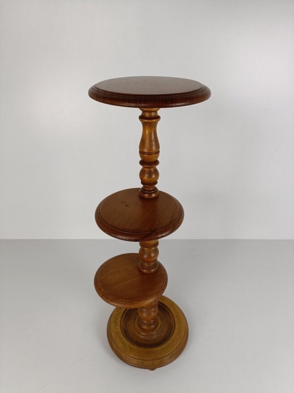 Vintage hand Carved Wooden Three tier Pedestal Siede Table two tier Bonsai Plan gallery