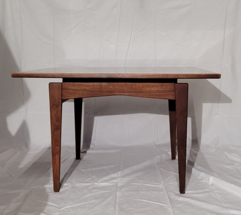 Mid Century Modern Jens Risom Walnut Floating Laminate Square Coffee Table MCM gallery
