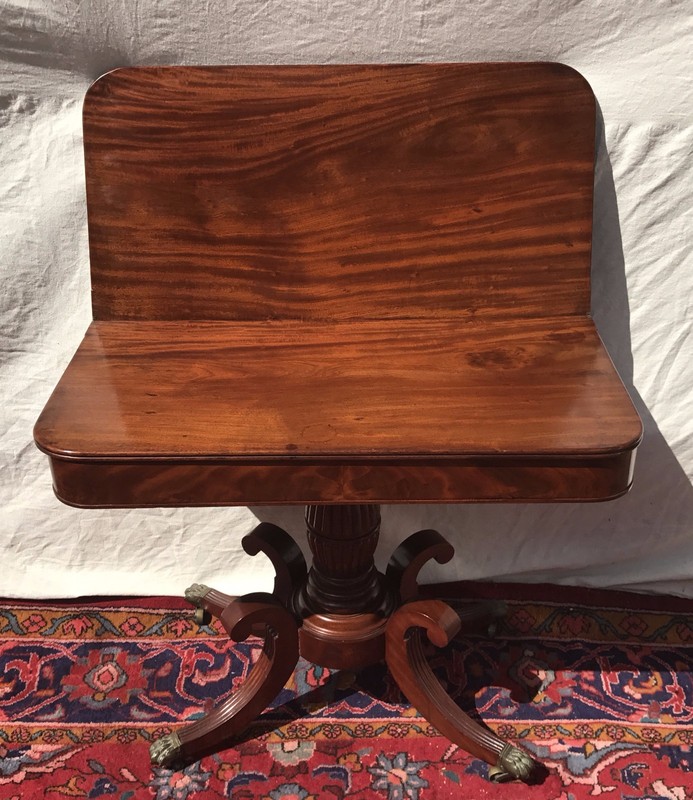 ANTIQUE FEDERAL PERIOD BOSTON MAHOGANY GAME OR CARD TABLE CONSOLE BY ISAAC VOSE