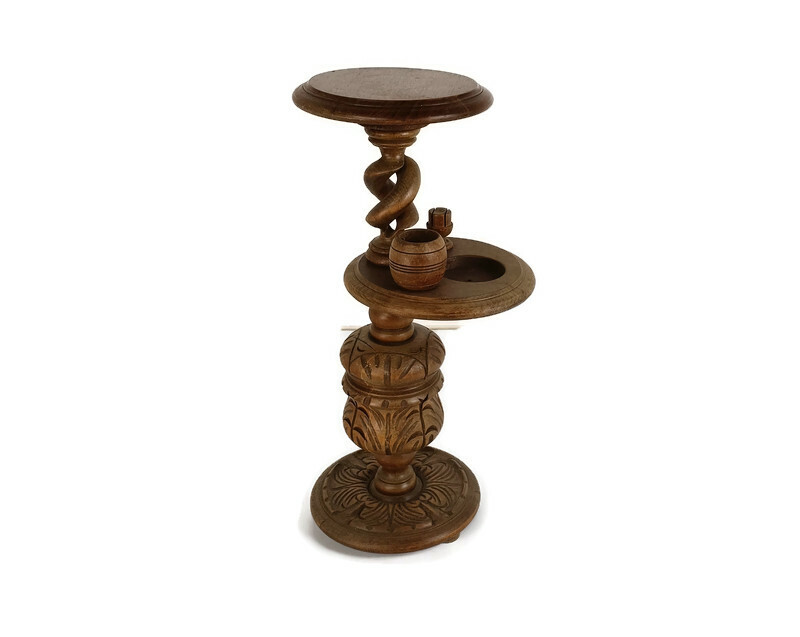 Gorgeous plant stand pedestal side table, smokers table, open barley twist, orna