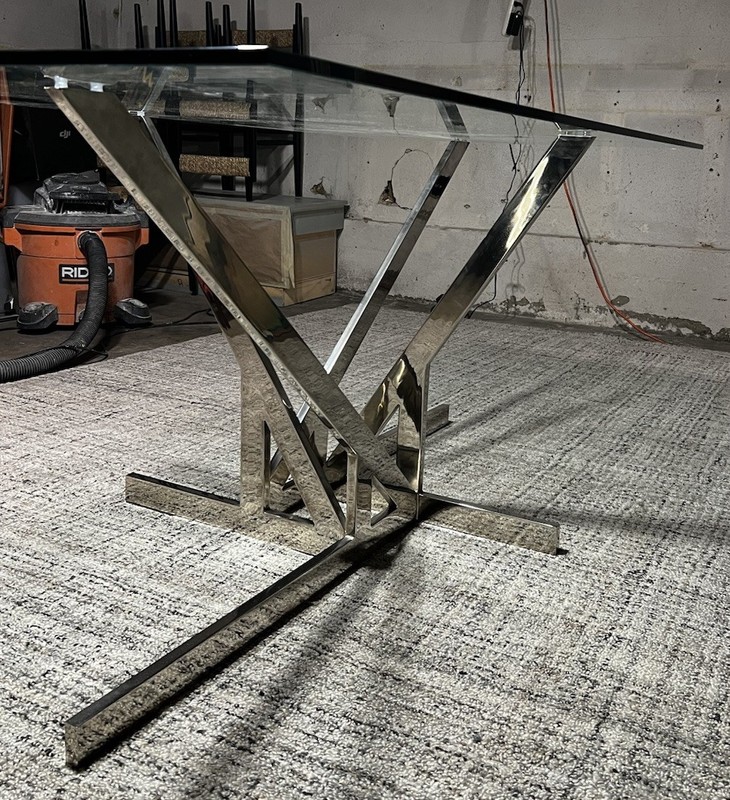 Dining table-Nickel Plated Brass-Mid century Vintage-architectural modern Style gallery