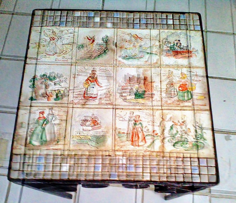 Antique TILE TABLE Iron 12″X 12″ X 18″ High Denmark Country Life PICK UP