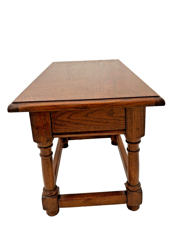 Vintage Console Box Table Bench with under seat lift top storage door Solid Oak gallery