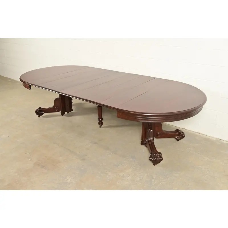 R. J. Horner Victorian Carved Mahogany Extension Dining Table, Newly Refinished gallery