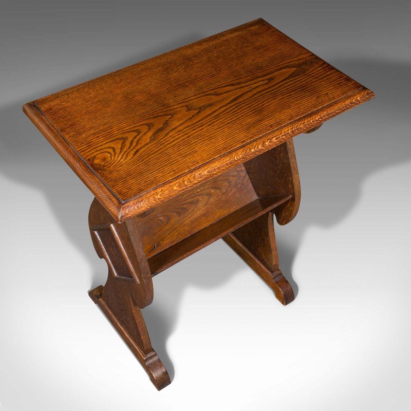 Antique Reader's Stand, English, Oak, Side Table, Book Trough, Edwardian, C.1910 gallery